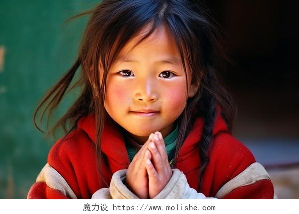 藏族本地人小女孩纯朴质朴亚洲西藏文化少数民族